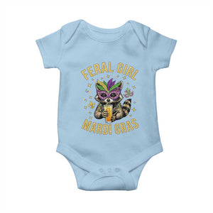 Mardi Gras Raccoon Baby Onesie Feral Girl Mardi Gras Trash Panda TS14 Light Blue Print Your Wear