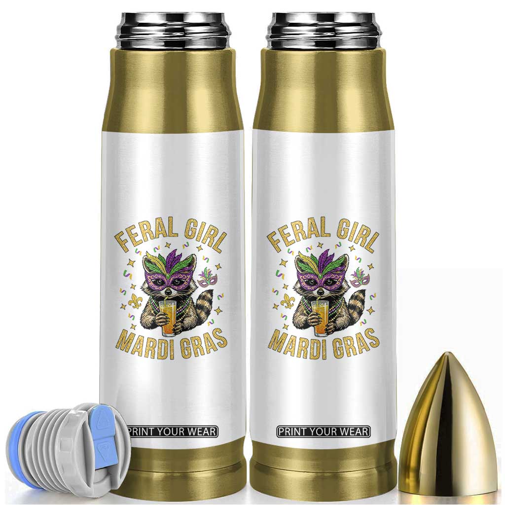 Mardi Gras Raccoon Bullet Tumbler Feral Girl Mardi Gras Trash Panda TS14 White Print Your Wear