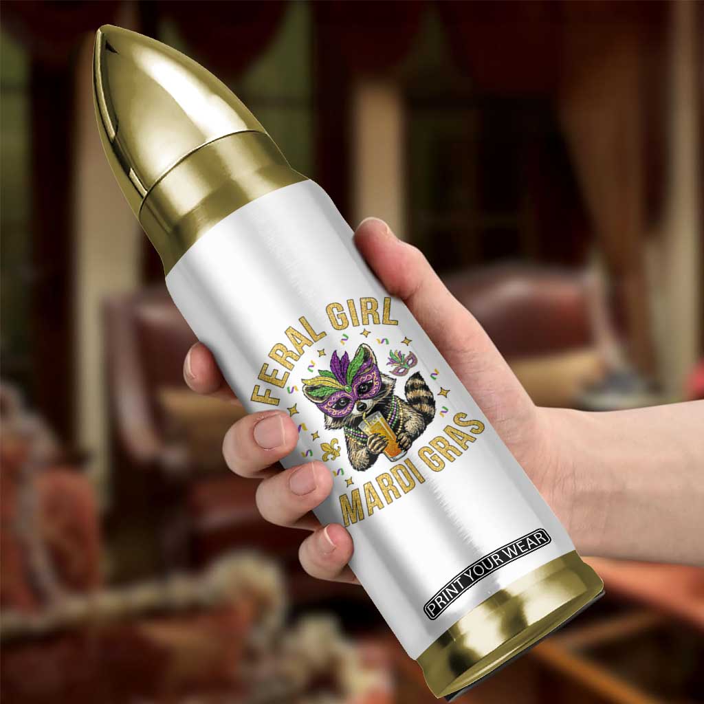 Mardi Gras Raccoon Bullet Tumbler Feral Girl Mardi Gras Trash Panda TS14 Print Your Wear