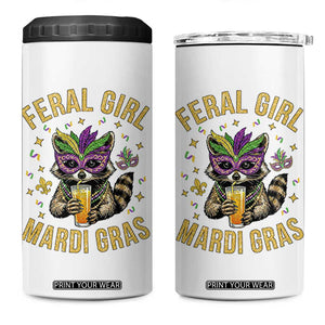 Mardi Gras Raccoon 4 in 1 Can Cooler Tumbler Feral Girl Mardi Gras Trash Panda TS14 One Size: 16 oz White Print Your Wear