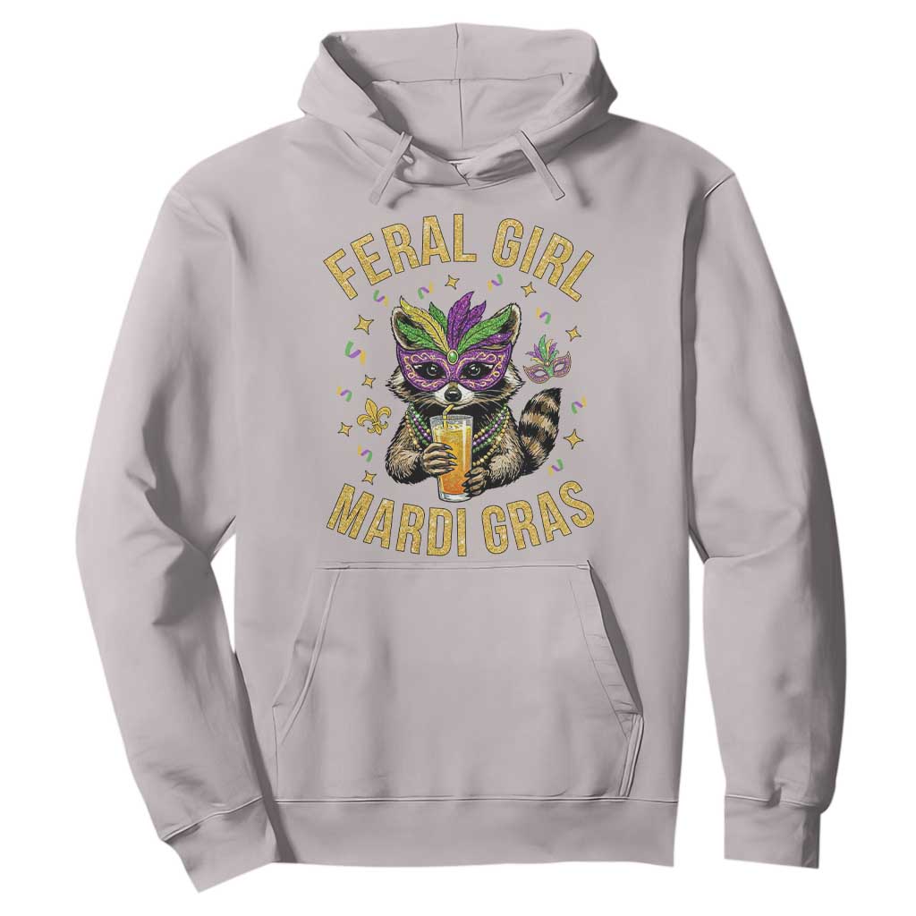 Mardi Gras Raccoon Hoodie Feral Girl Mardi Gras Trash Panda TS14 Ice Gray Print Your Wear