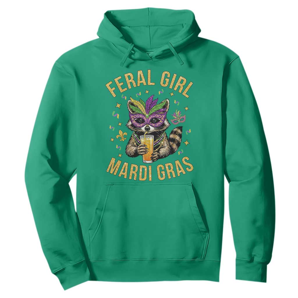 Mardi Gras Raccoon Hoodie Feral Girl Mardi Gras Trash Panda TS14 Irish Green Print Your Wear