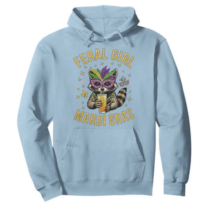 Mardi Gras Raccoon Hoodie Feral Girl Mardi Gras Trash Panda TS14 Light Blue Print Your Wear
