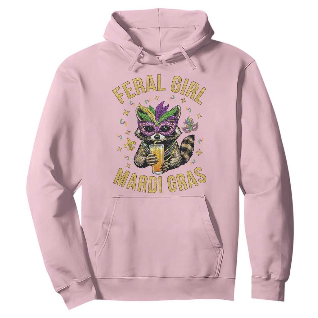 Mardi Gras Raccoon Hoodie Feral Girl Mardi Gras Trash Panda TS14 Light Pink Print Your Wear