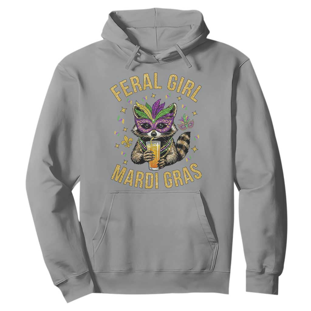 Mardi Gras Raccoon Hoodie Feral Girl Mardi Gras Trash Panda TS14 Sport Gray Print Your Wear