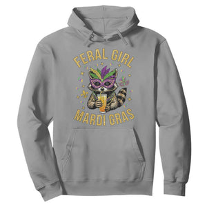 Mardi Gras Raccoon Hoodie Feral Girl Mardi Gras Trash Panda TS14 Sport Gray Print Your Wear