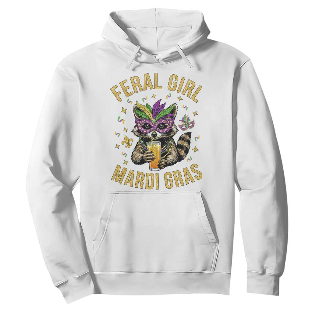 Mardi Gras Raccoon Hoodie Feral Girl Mardi Gras Trash Panda TS14 White Print Your Wear