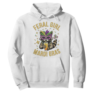 Mardi Gras Raccoon Hoodie Feral Girl Mardi Gras Trash Panda TS14 White Print Your Wear
