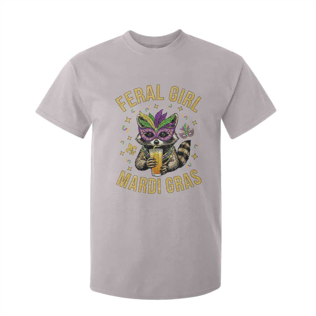 Mardi Gras Raccoon T Shirt For Kid Feral Girl Mardi Gras Trash Panda TS14 Ice Gray Print Your Wear