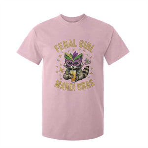 Mardi Gras Raccoon T Shirt For Kid Feral Girl Mardi Gras Trash Panda TS14 Light Pink Print Your Wear
