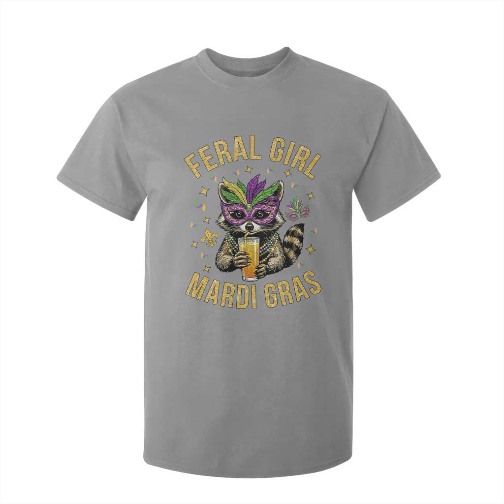 Mardi Gras Raccoon T Shirt For Kid Feral Girl Mardi Gras Trash Panda TS14 Sport Gray Print Your Wear