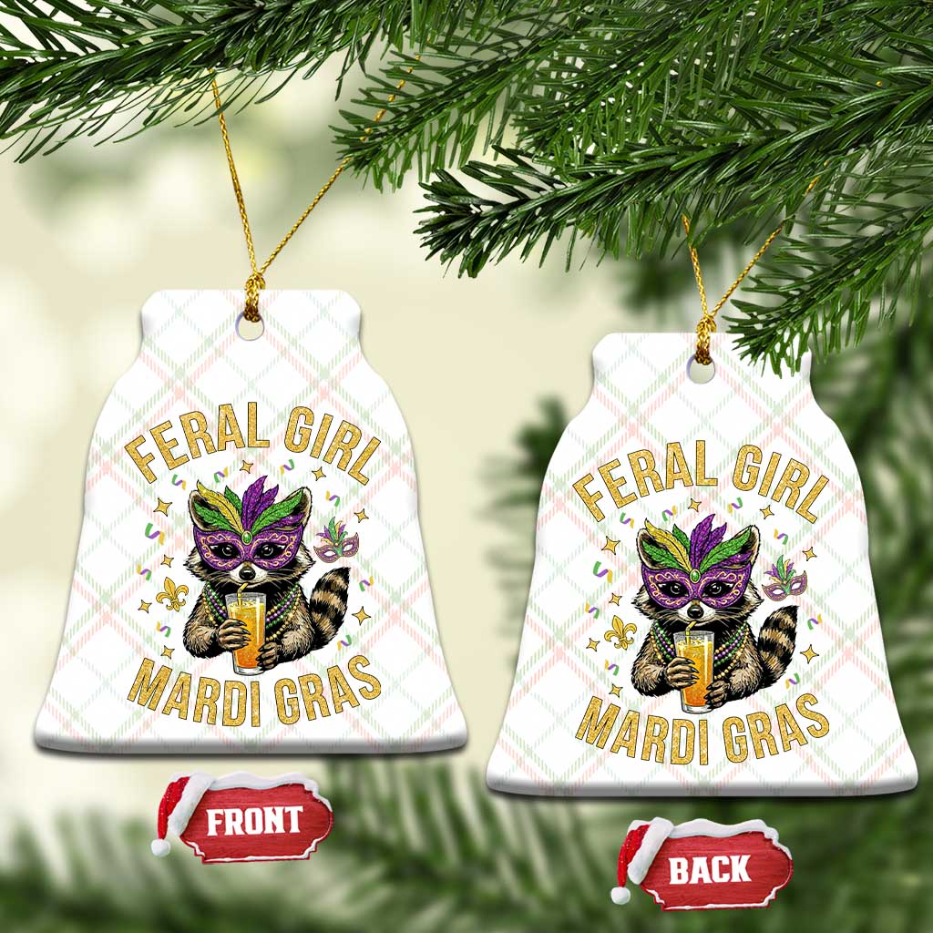 Mardi Gras Raccoon Ceramic Ornament Feral Girl Mardi Gras Trash Panda TS14 Print Your Wear