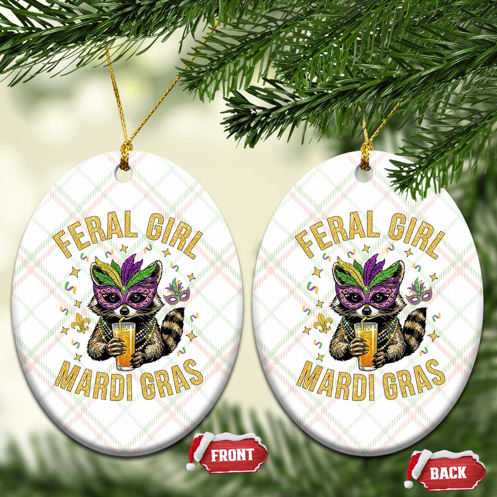 Mardi Gras Raccoon Ceramic Ornament Feral Girl Mardi Gras Trash Panda TS14 Print Your Wear