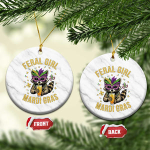 Mardi Gras Raccoon Ceramic Ornament Feral Girl Mardi Gras Trash Panda TS14 1pc White Marble Print Your Wear