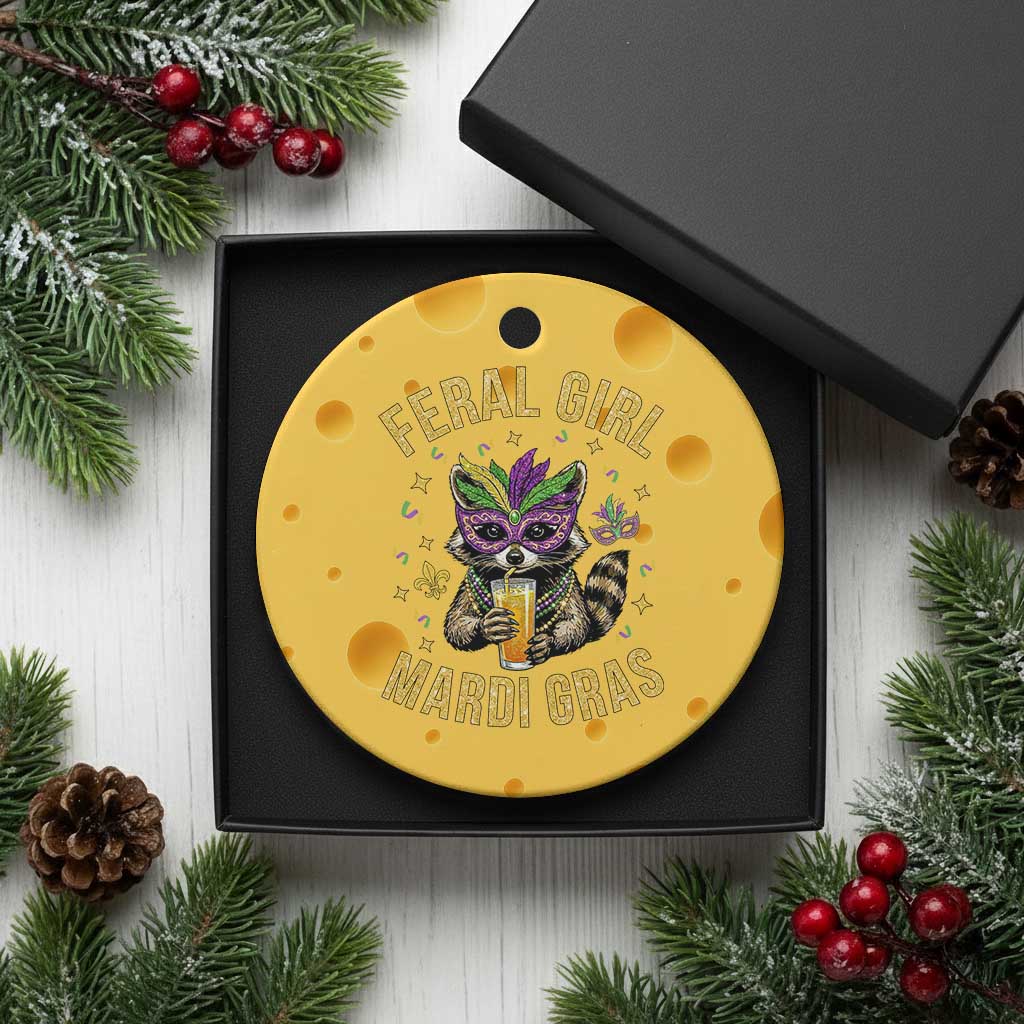 Mardi Gras Raccoon Ceramic Ornament Feral Girl Mardi Gras Trash Panda TS14 1pc Yellow Cheese Print Your Wear