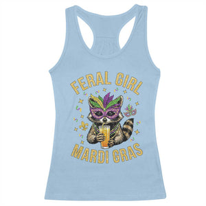 Mardi Gras Raccoon Racerback Tank Top Feral Girl Mardi Gras Trash Panda TS14 Light Blue Print Your Wear