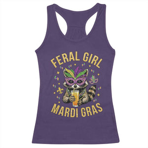 Mardi Gras Raccoon Racerback Tank Top Feral Girl Mardi Gras Trash Panda TS14 Purple Print Your Wear