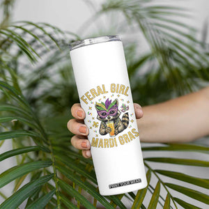 Mardi Gras Raccoon Skinny Tumbler Feral Girl Mardi Gras Trash Panda TS14 Print Your Wear