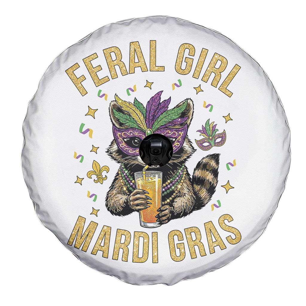 Mardi Gras Raccoon Spare Tire Cover Feral Girl Mardi Gras Trash Panda TS14 Print Your Wear