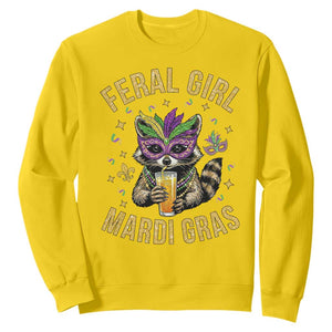 Mardi Gras Raccoon Sweatshirt Feral Girl Mardi Gras Trash Panda TS14 Daisy Print Your Wear