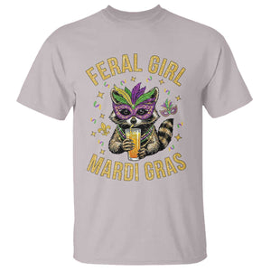 Mardi Gras Raccoon T Shirt Feral Girl Mardi Gras Trash Panda TS14 Ice Gray Print Your Wear
