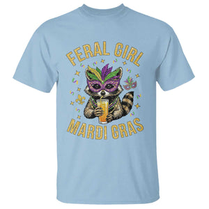 Mardi Gras Raccoon T Shirt Feral Girl Mardi Gras Trash Panda TS14 Light Blue Print Your Wear