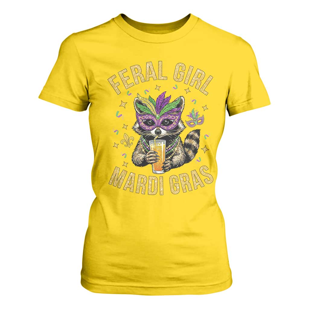 Mardi Gras Raccoon T Shirt For Women Feral Girl Mardi Gras Trash Panda TS14 Daisy Print Your Wear
