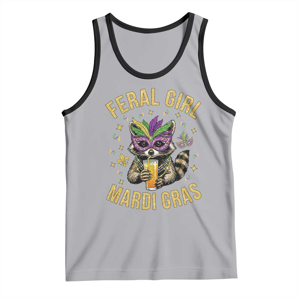 Mardi Gras Raccoon Tank Top Feral Girl Mardi Gras Trash Panda TS14 Athletic Heather Black Print Your Wear
