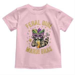 Mardi Gras Raccoon Toddler T Shirt Feral Girl Mardi Gras Trash Panda TS14 Light Pink Print Your Wear