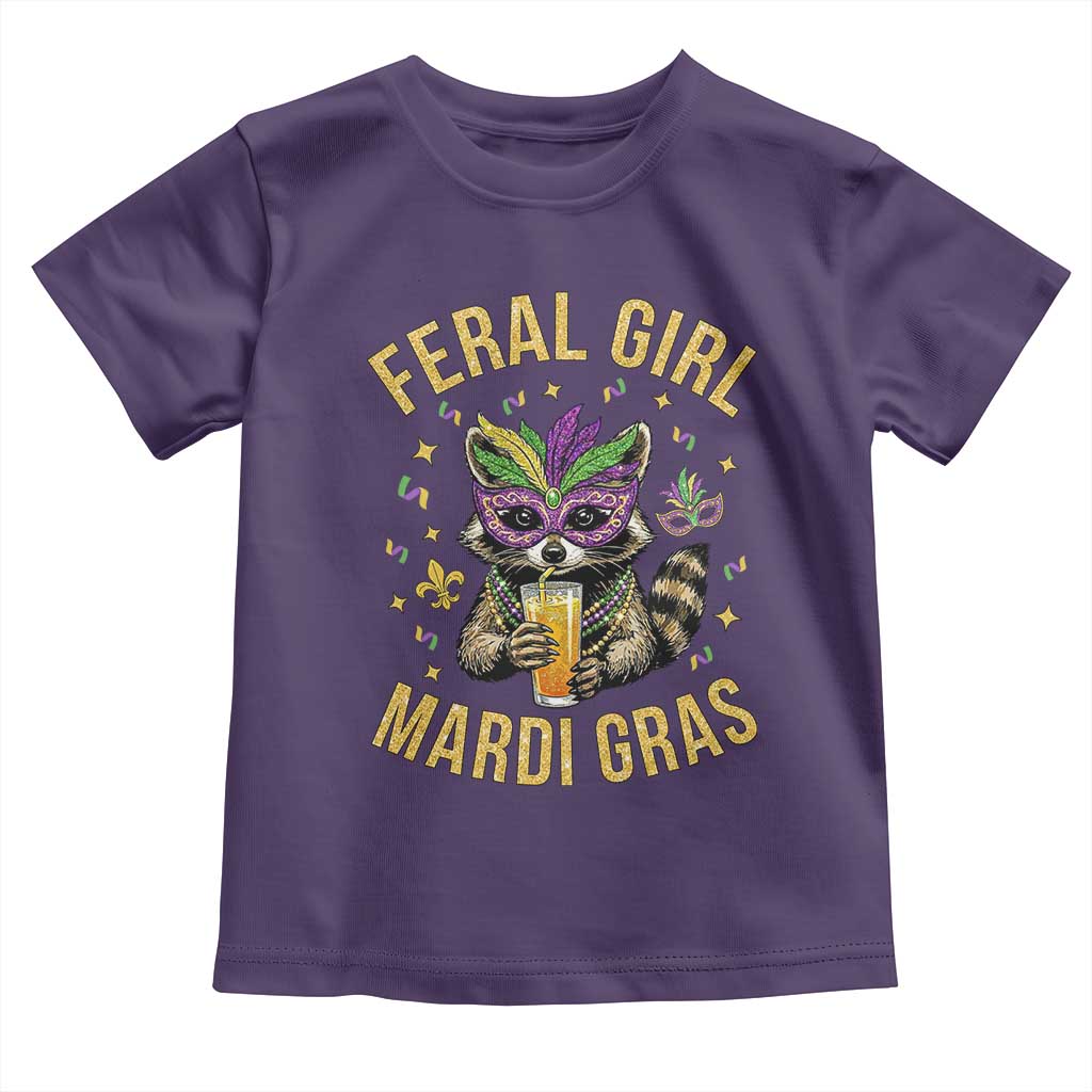 Mardi Gras Raccoon Toddler T Shirt Feral Girl Mardi Gras Trash Panda TS14 Purple Print Your Wear
