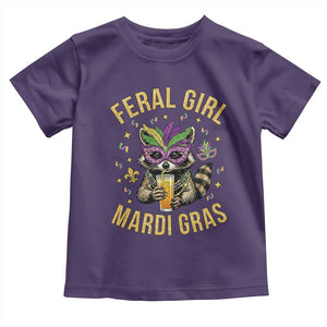 Mardi Gras Raccoon Toddler T Shirt Feral Girl Mardi Gras Trash Panda TS14 Purple Print Your Wear