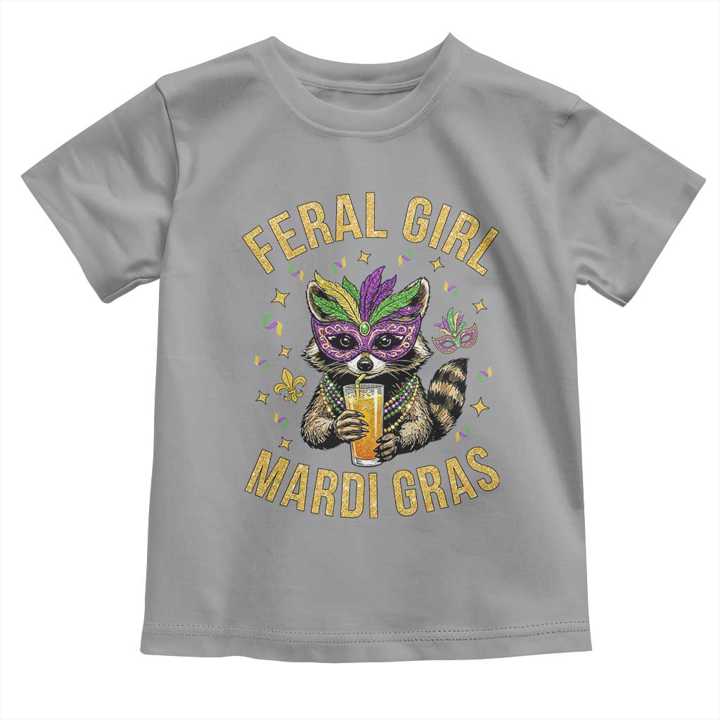 Mardi Gras Raccoon Toddler T Shirt Feral Girl Mardi Gras Trash Panda TS14 Sport Gray Print Your Wear