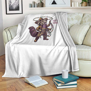 Mardi Gras Raccoon Throw Blanket Yee Haw Cowboy Mardi Gras Carnival Trendy Meme TS14 Print Your Wear