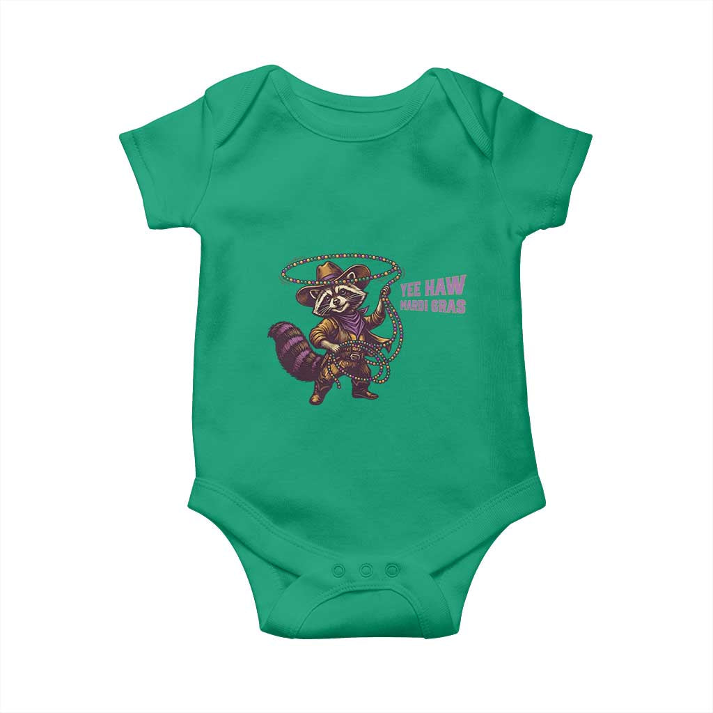 Mardi Gras Raccoon Baby Onesie Yee Haw Cowboy Mardi Gras Carnival Trendy Meme TS14 Irish Green Print Your Wear