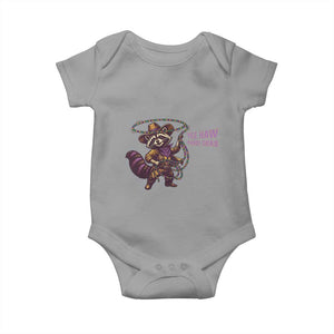 Mardi Gras Raccoon Baby Onesie Yee Haw Cowboy Mardi Gras Carnival Trendy Meme TS14 Sport Gray Print Your Wear