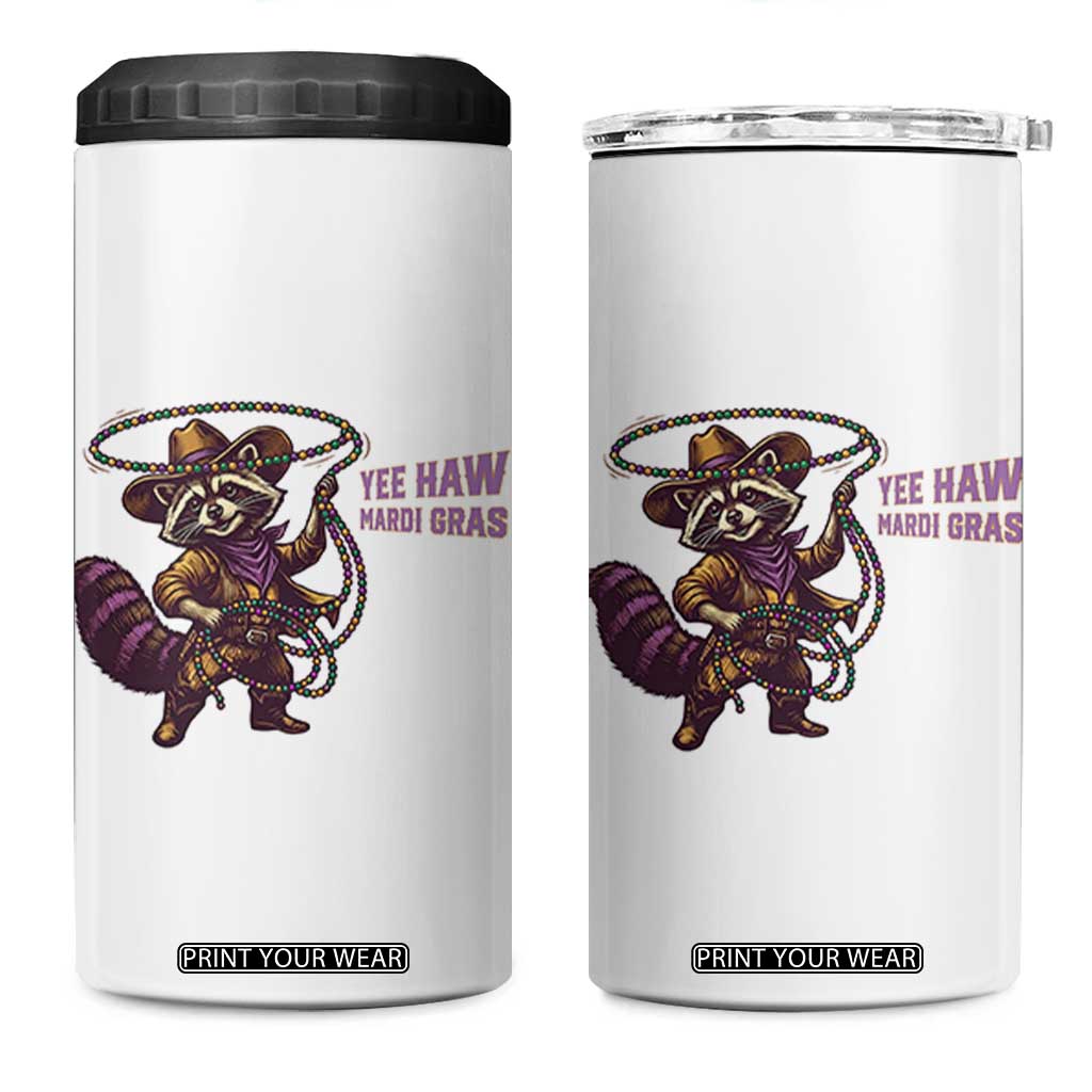 Mardi Gras Raccoon 4 in 1 Can Cooler Tumbler Yee Haw Cowboy Mardi Gras Carnival Trendy Meme TS14 One Size: 16 oz White Print Your Wear