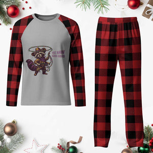 Mardi Gras Raccoon Plaid Pajama Set Yee Haw Cowboy Mardi Gras Carnival Trendy Meme TS14 Buffalo Plaid Print Your Wear