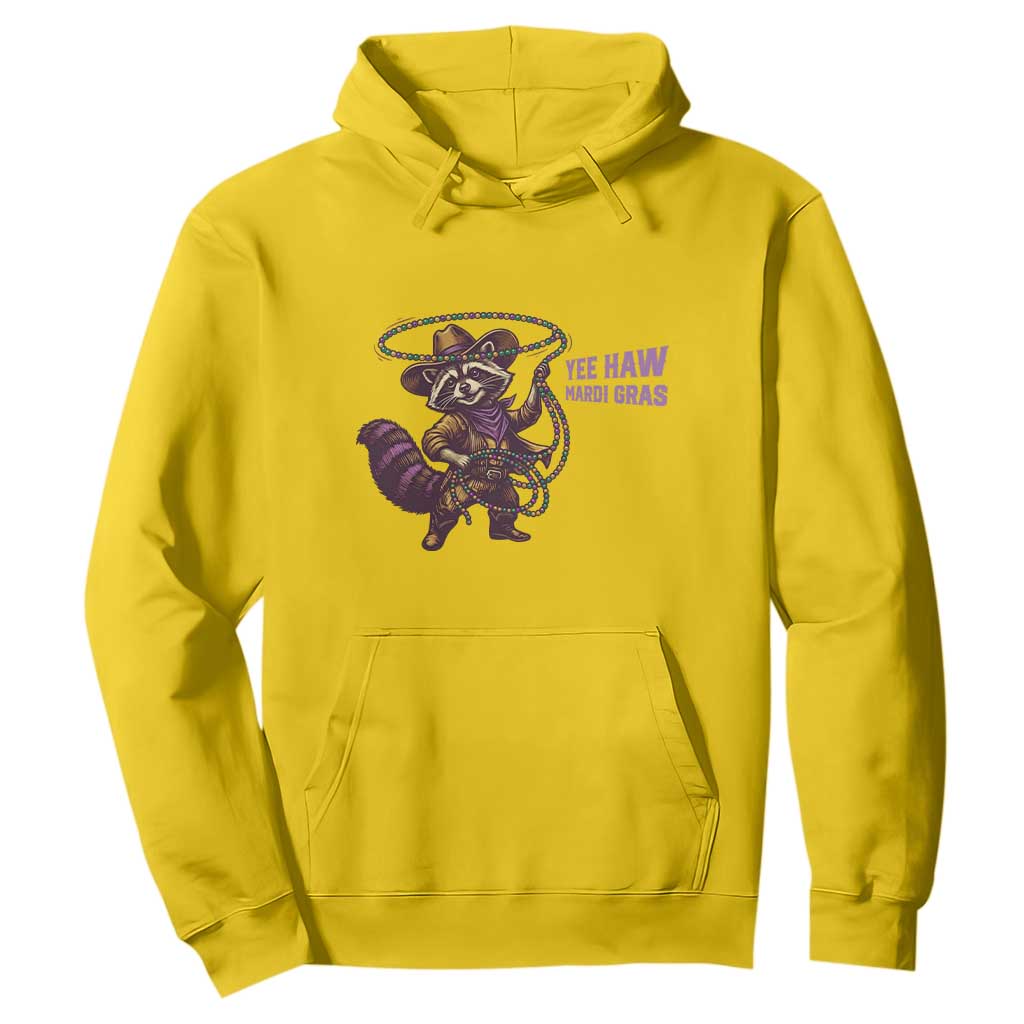 Mardi Gras Raccoon Hoodie Yee Haw Cowboy Mardi Gras Carnival Trendy Meme TS14 Daisy Print Your Wear