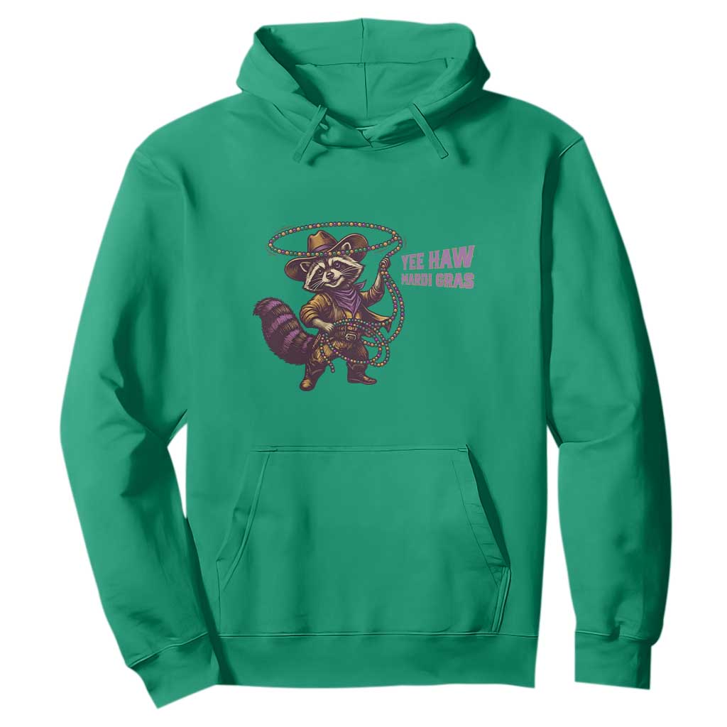 Mardi Gras Raccoon Hoodie Yee Haw Cowboy Mardi Gras Carnival Trendy Meme TS14 Irish Green Print Your Wear