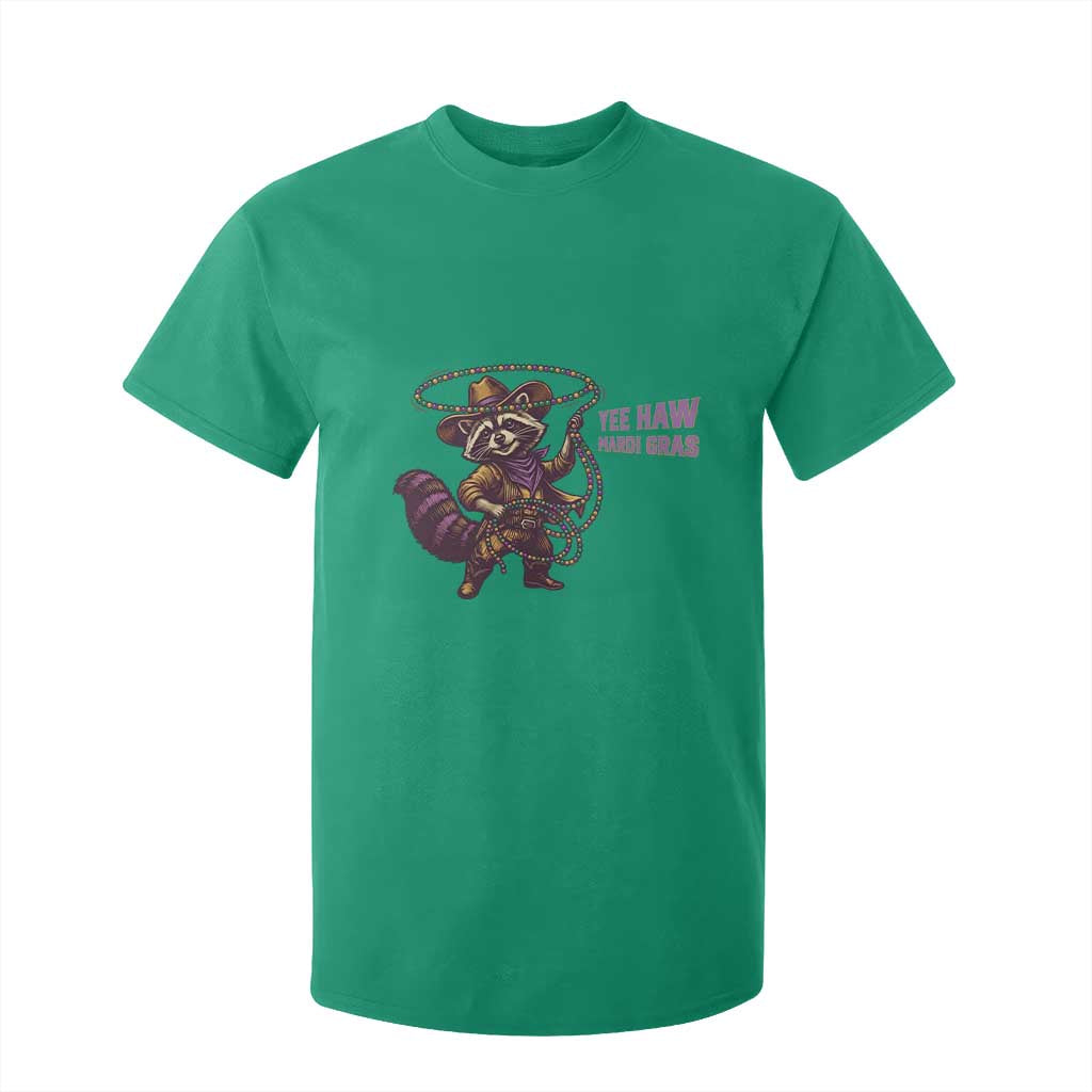 Mardi Gras Raccoon T Shirt For Kid Yee Haw Cowboy Mardi Gras Carnival Trendy Meme TS14 Irish Green Print Your Wear