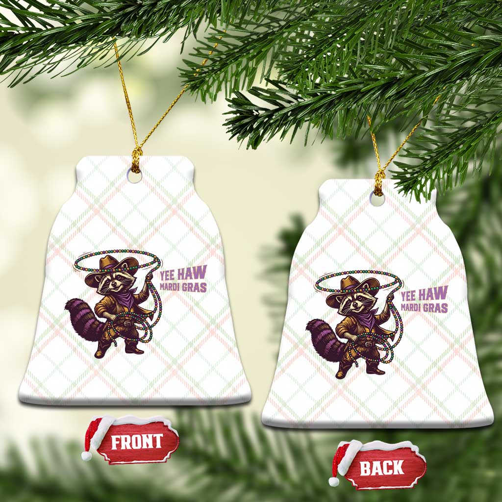 Mardi Gras Raccoon Ceramic Ornament Yee Haw Cowboy Mardi Gras Carnival Trendy Meme TS14 Print Your Wear