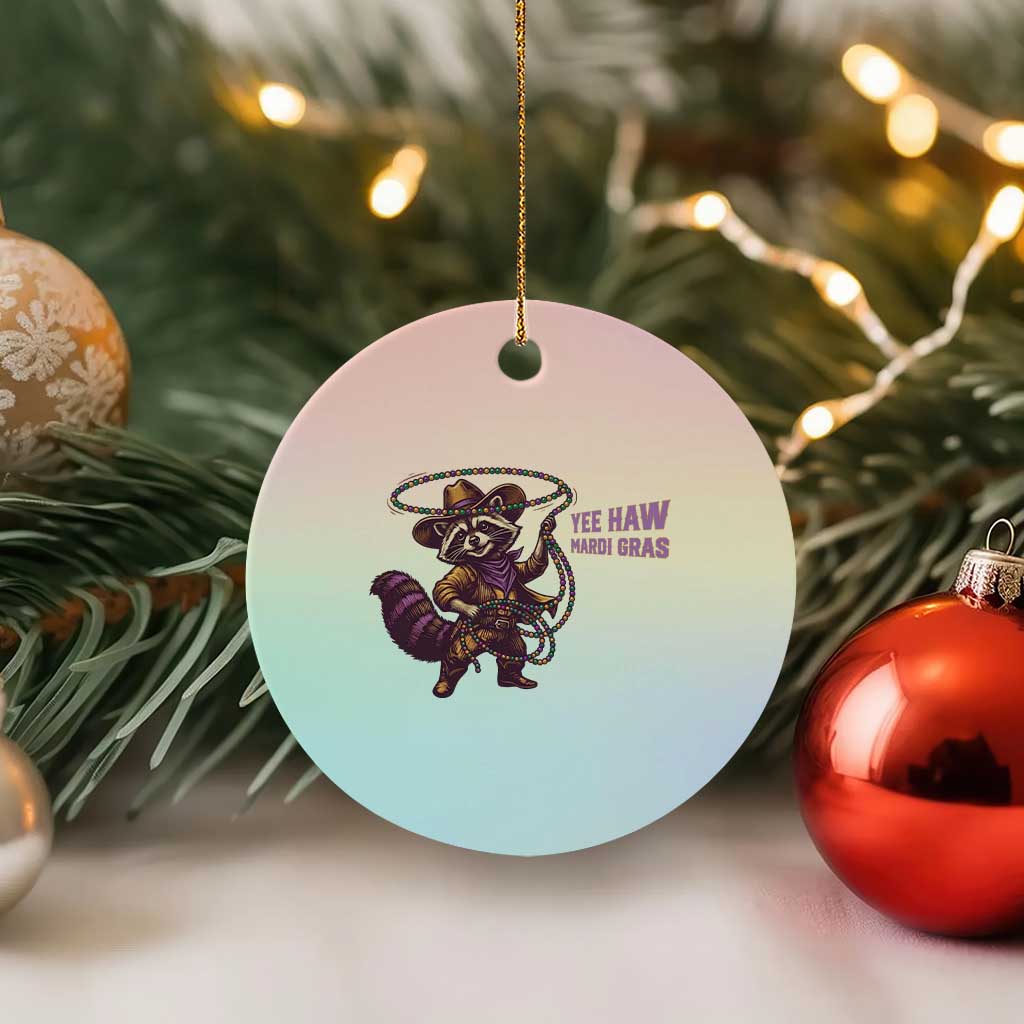 Mardi Gras Raccoon Ceramic Ornament Yee Haw Cowboy Mardi Gras Carnival Trendy Meme TS14 1pc Pastel Print Your Wear