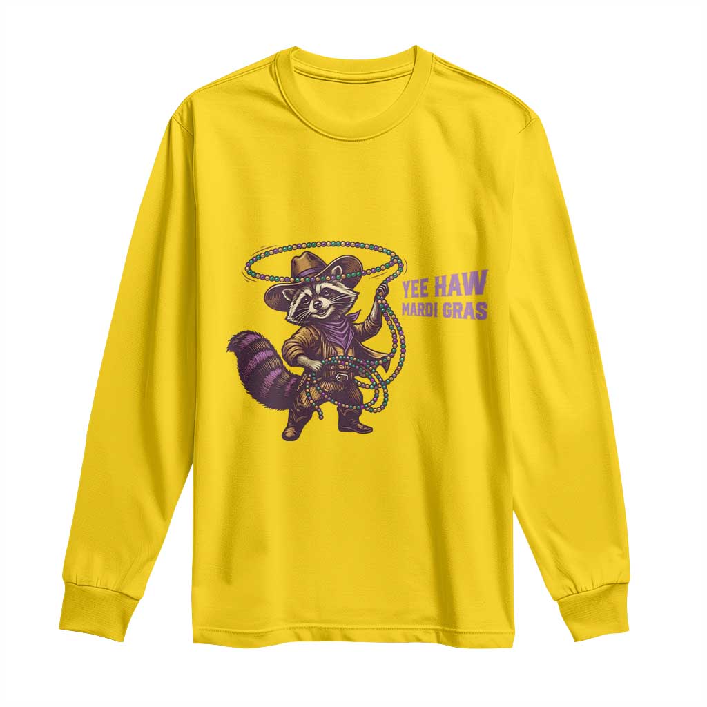 Mardi Gras Raccoon Long Sleeve Shirt Yee Haw Cowboy Mardi Gras Carnival Trendy Meme TS14 Daisy Print Your Wear