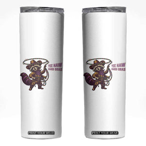 Mardi Gras Raccoon Skinny Tumbler Yee Haw Cowboy Mardi Gras Carnival Trendy Meme TS14 White Print Your Wear