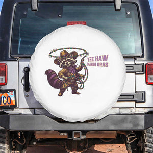 Mardi Gras Raccoon Spare Tire Cover Yee Haw Cowboy Mardi Gras Carnival Trendy Meme TS14 No hole White Print Your Wear
