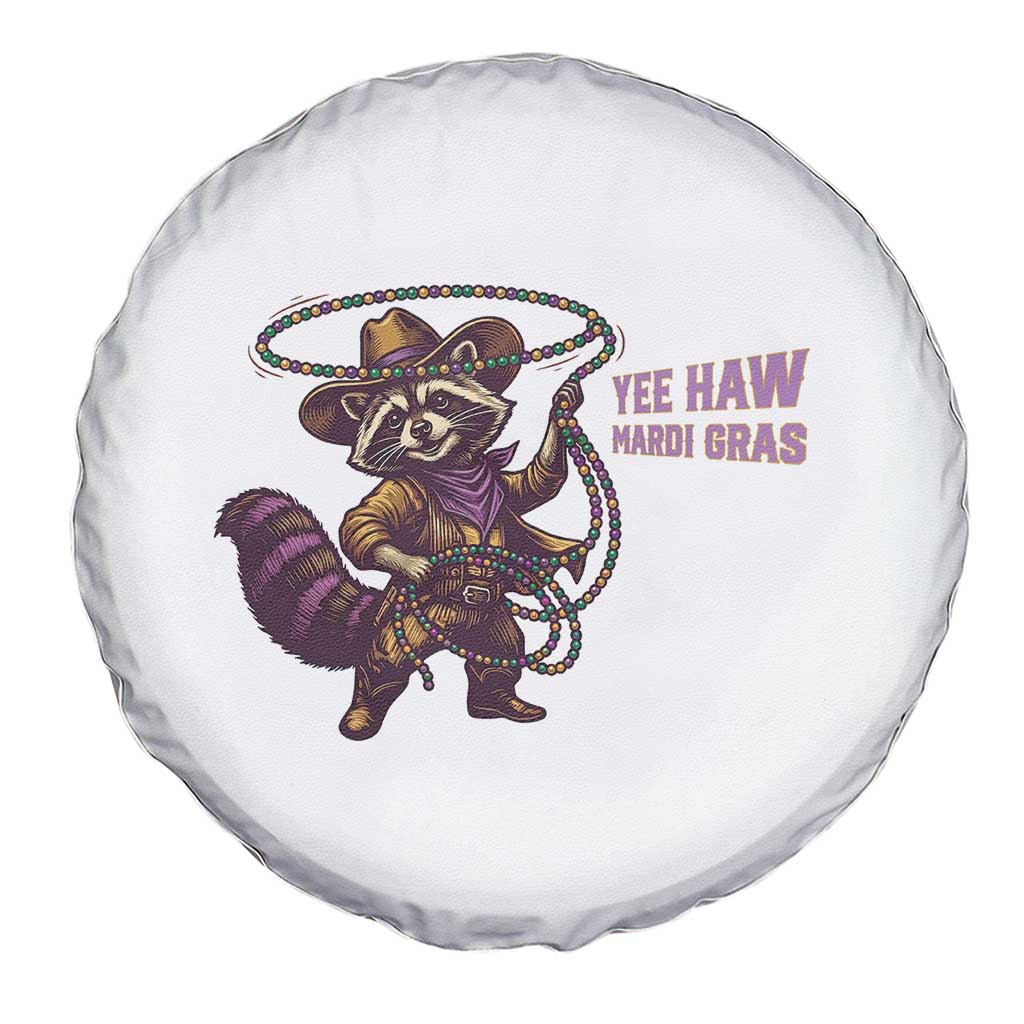 Mardi Gras Raccoon Spare Tire Cover Yee Haw Cowboy Mardi Gras Carnival Trendy Meme TS14 Print Your Wear