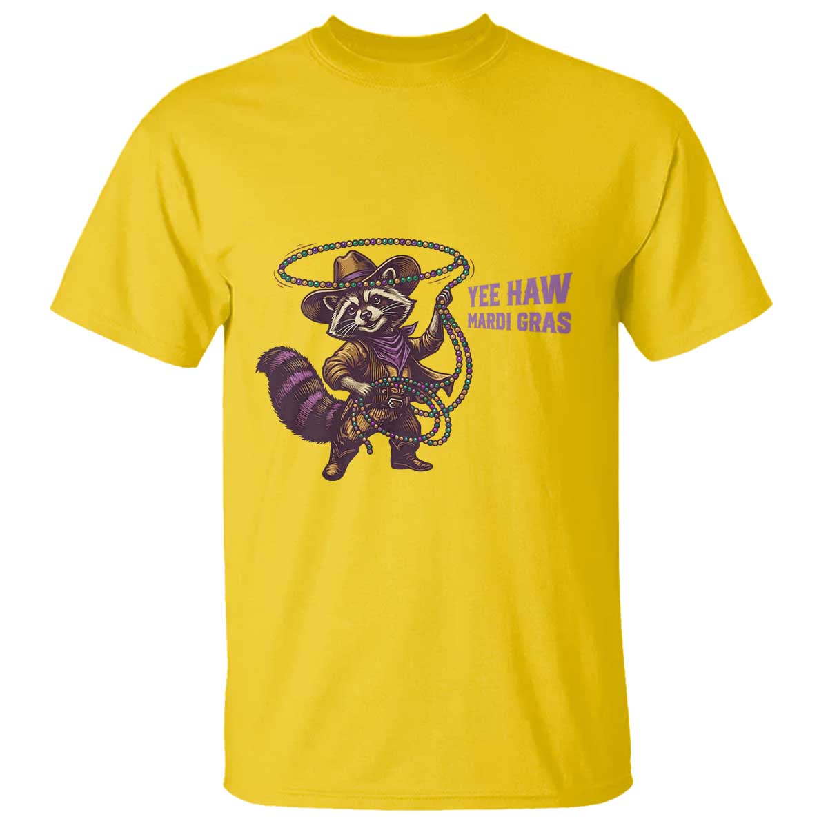 Mardi Gras Raccoon T Shirt Yee Haw Cowboy Mardi Gras Carnival Trendy Meme TS14 Daisy Print Your Wear