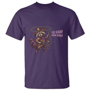 Mardi Gras Raccoon T Shirt Yee Haw Cowboy Mardi Gras Carnival Trendy Meme TS14 Purple Print Your Wear