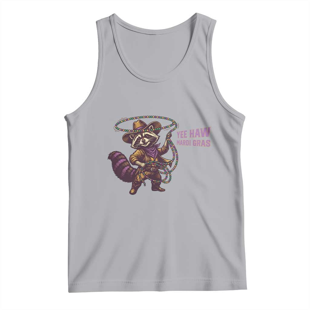Mardi Gras Raccoon Tank Top Yee Haw Cowboy Mardi Gras Carnival Trendy Meme TS14 Athletic Heather Print Your Wear