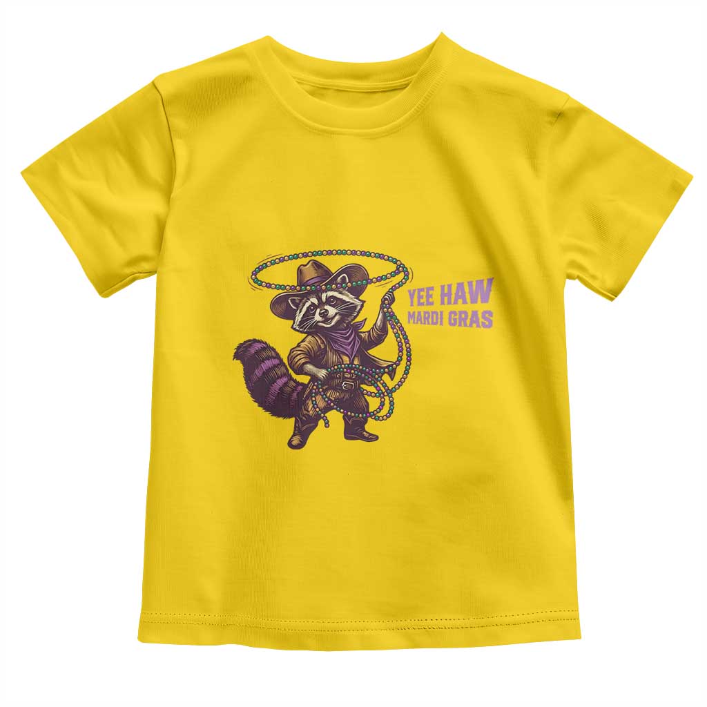Mardi Gras Raccoon Toddler T Shirt Yee Haw Cowboy Mardi Gras Carnival Trendy Meme TS14 Daisy Print Your Wear